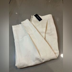 BRAND NEW WITH TAG! Lafayette 148 New York Cream Raffia Linen Women Pants Size 4